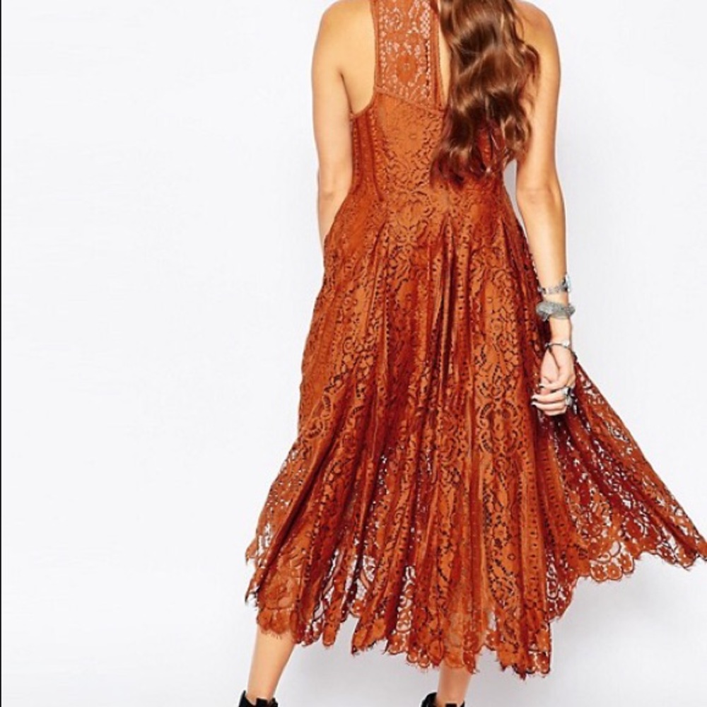 Free People Angel Rays burnt orange lace dress